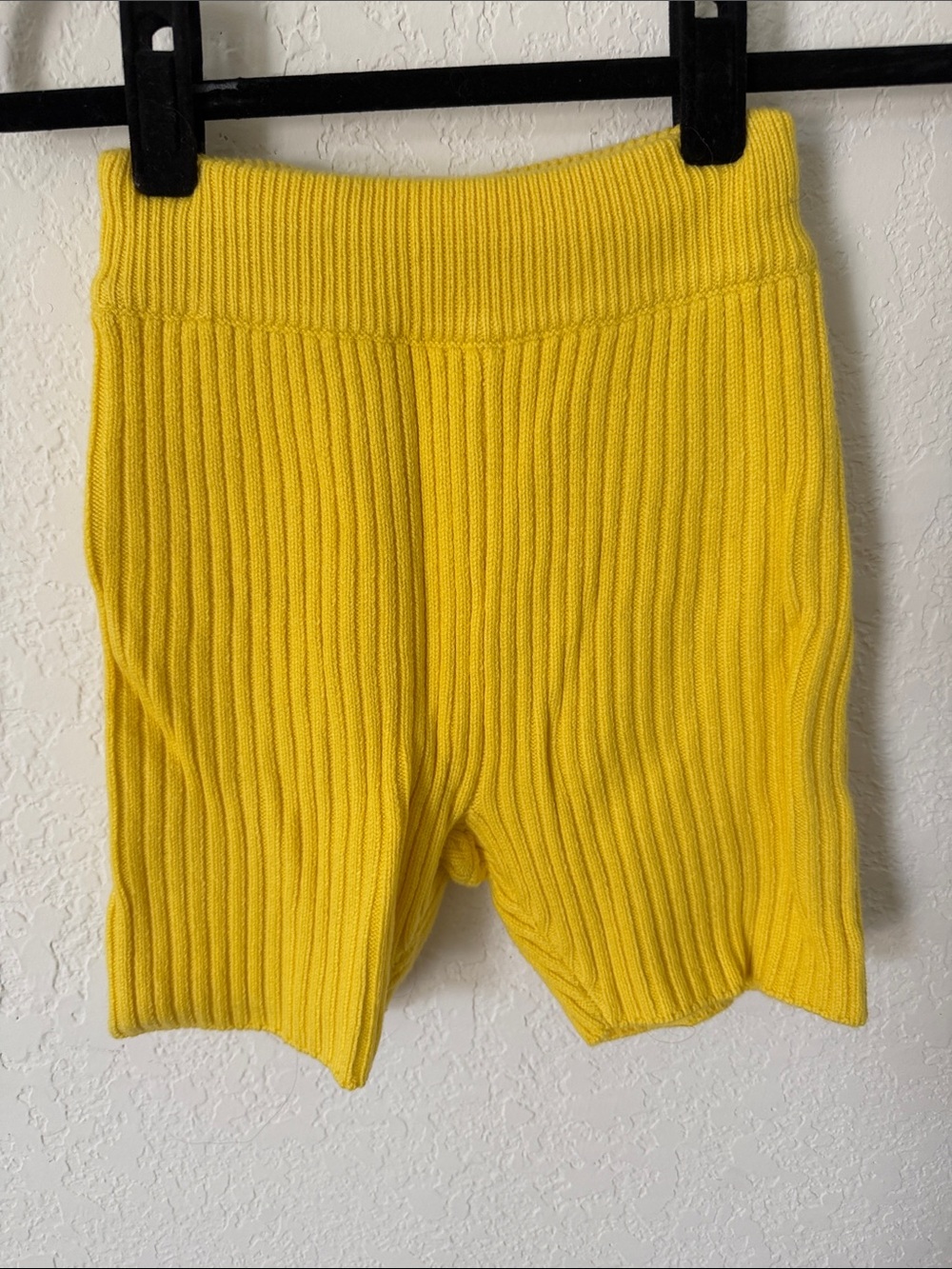 Yellow Ribbed Knit Women’s Shorts